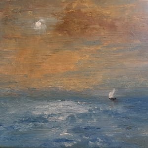 Lone Sail – Impressionist seascape oil painting